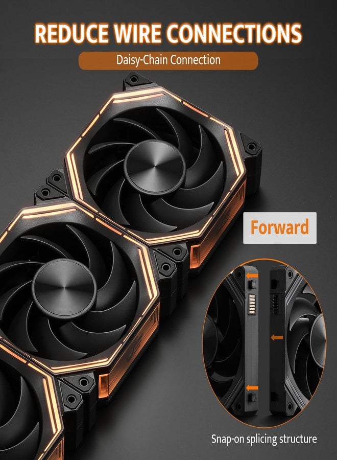 دارك فلاش مروحة تبريد الكمبيوتر darkFlash INF34 مقاس 120 مم، قابلة للتوصيل المتسلسل، تصل سرعة التبريد إلى 2000 دورة في الدقيقة، مزودة بـ 4 دبابيس PWM، وإضاءة ARGB، عبوة من 3 قطع (للاستخدام الأمامي، أسود) - Image 2